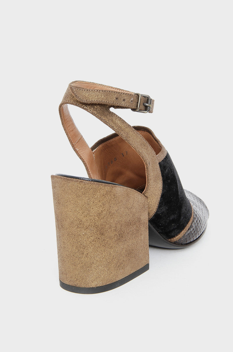 VELVET SNAKESKIN HEELS