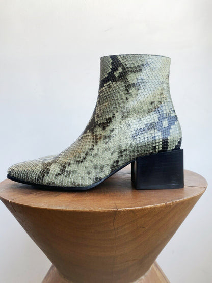 SNAKESKIN DUSTY GREEN BOOT