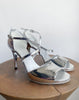METALLIZED SILVER STRAPPY HEELS