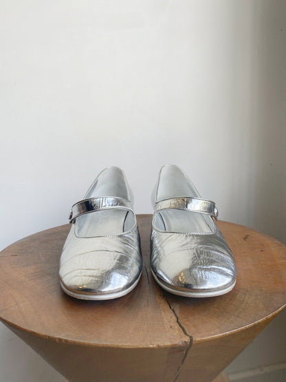 SILVER LAMINATED MARY JANES