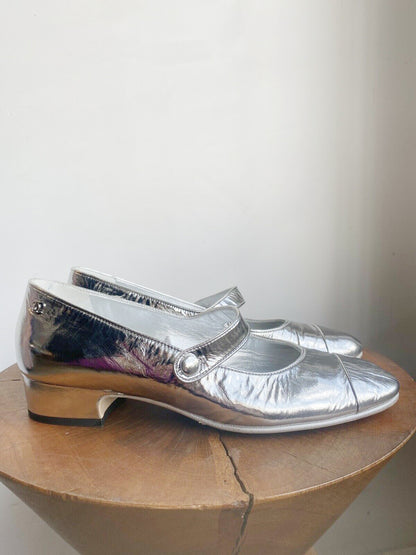 SILVER LAMINATED MARY JANES