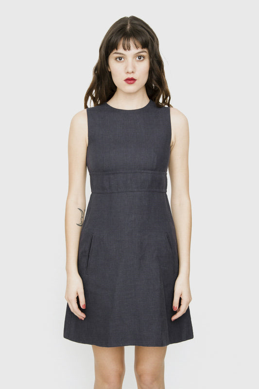 NAVY LINEN DRESS