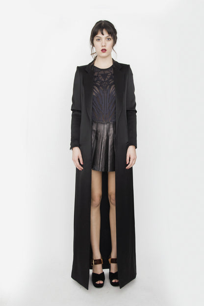 SATIN FLOOR LENGTH COAT