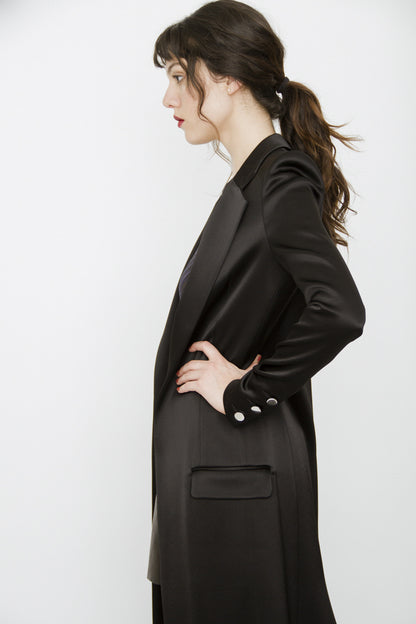 SATIN FLOOR LENGTH COAT