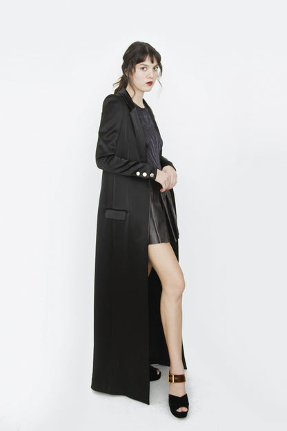 SATIN FLOOR LENGTH COAT