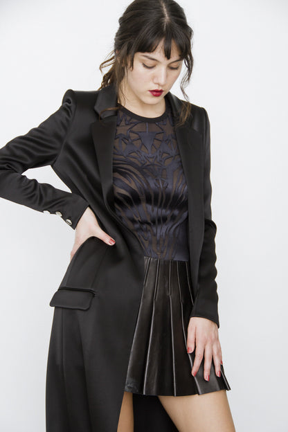 PLEATED LEATHER SKIRT