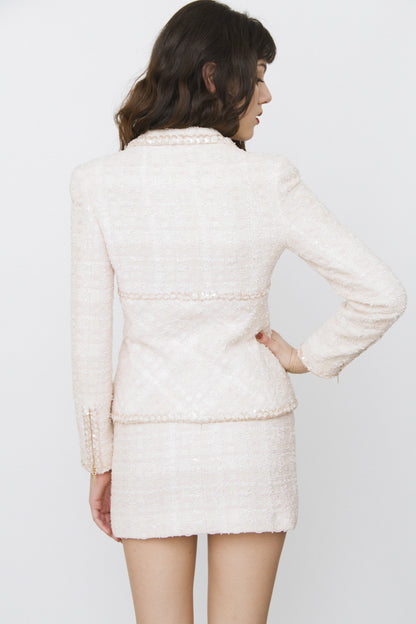 PINK TWEED SKIRT SUIT
