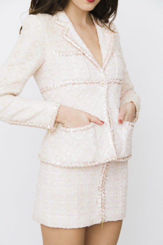 PINK TWEED SKIRT SUIT