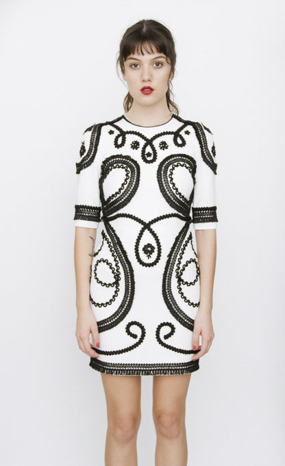 SHORT SCROLL EMBROIDERED DRESS