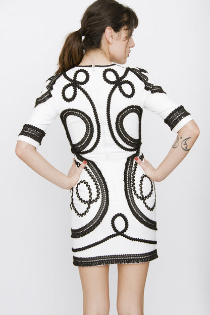 SHORT SCROLL EMBROIDERED DRESS