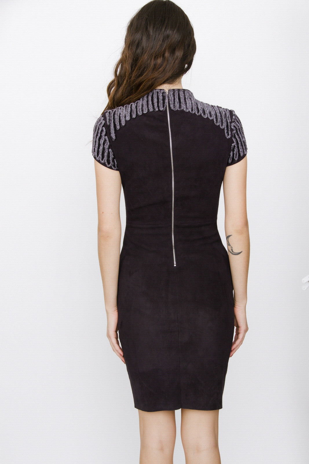SUEDE EMBROIDERED DRESS