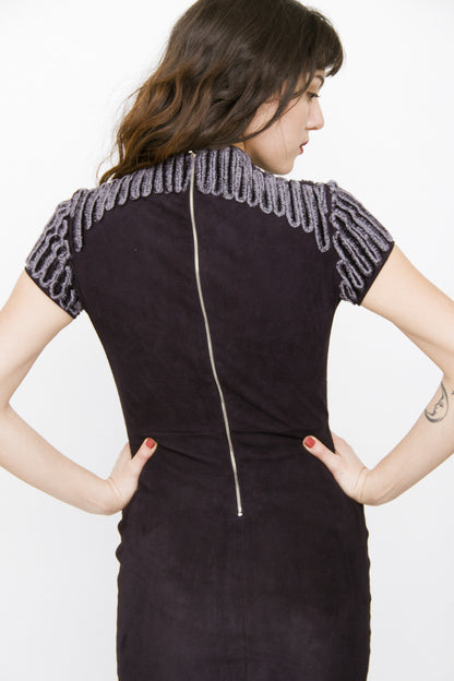 SUEDE EMBROIDERED DRESS