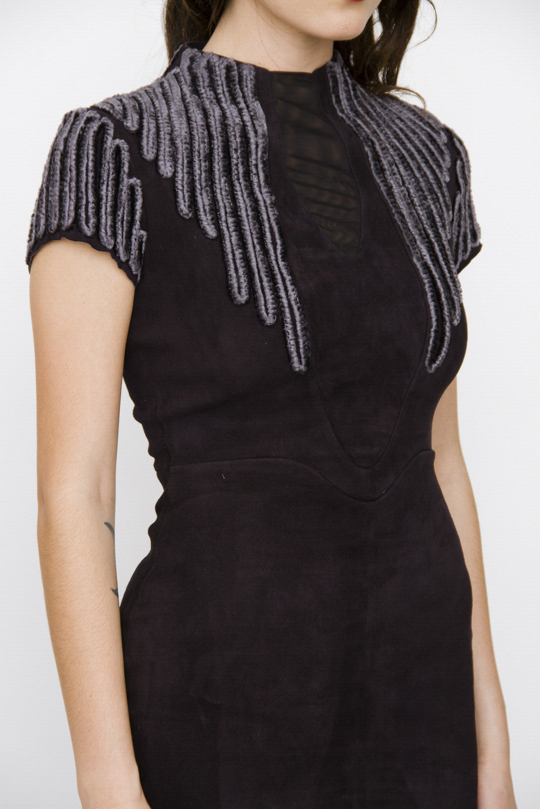 SUEDE EMBROIDERED DRESS