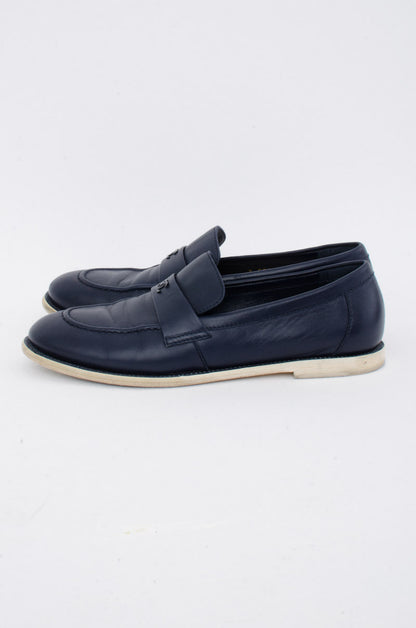 NAVY LEATHER MOCASSIN