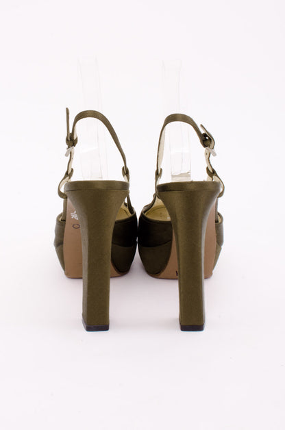 OLIVE SATIN PLATFORMS