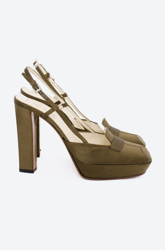 OLIVE SATIN PLATFORMS