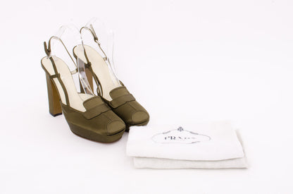 OLIVE SATIN PLATFORMS