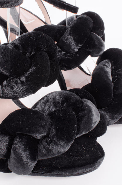 BRAIDED VELVET HEELS