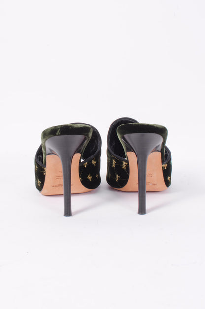 VELVET EMBROIDERED MULES