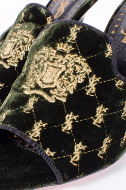 VELVET EMBROIDERED MULES