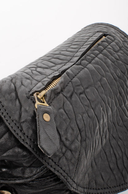 PEBBLED LEATHER FLAP BAG