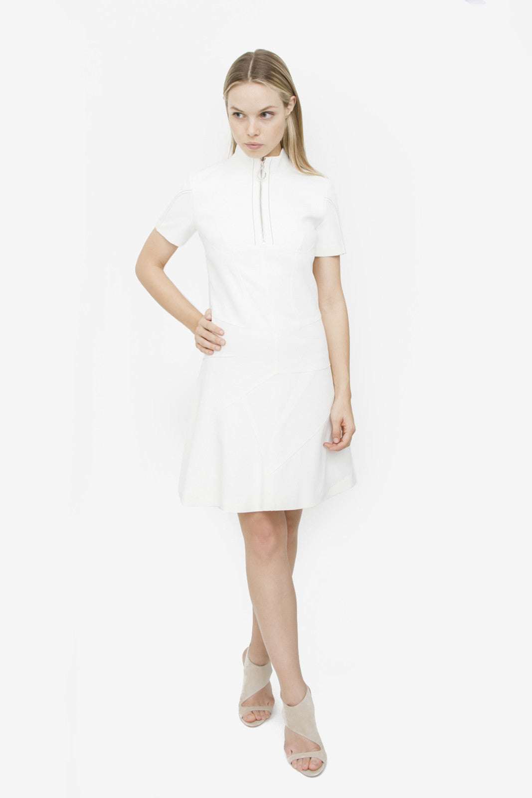 WHITE ZIP DRESS