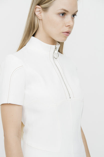 WHITE ZIP DRESS