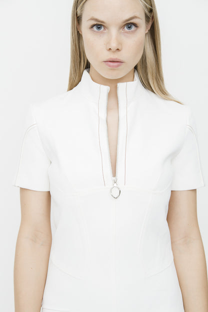WHITE ZIP DRESS