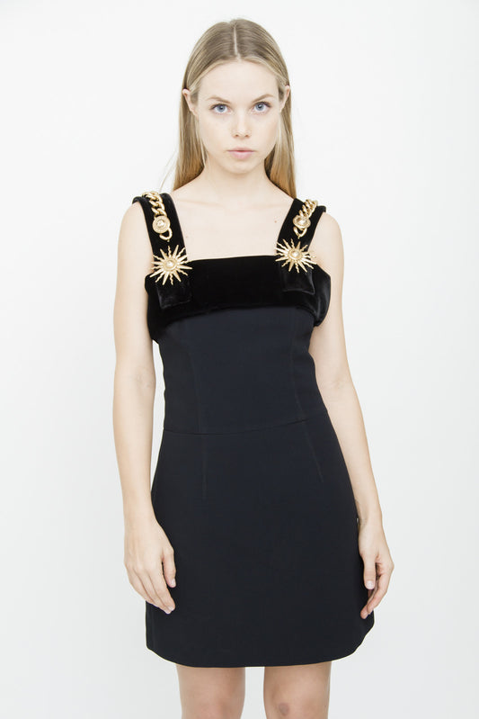 VELVET TRIM DRESS