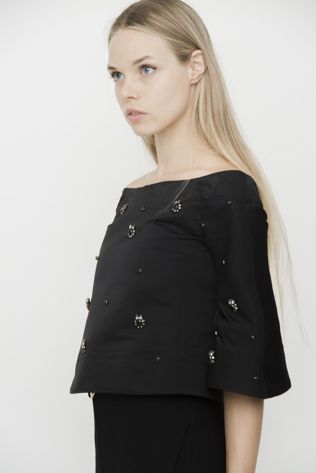 OFF THE SHOULDER BEADED BLOUSE