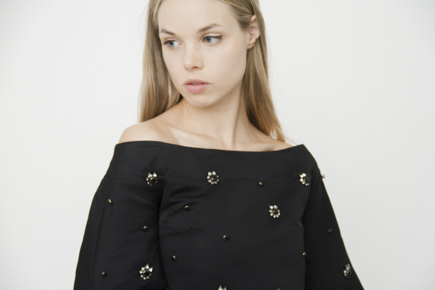 OFF THE SHOULDER BEADED BLOUSE
