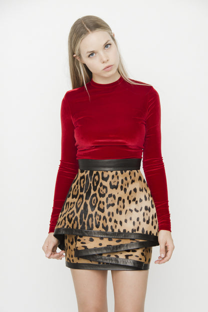 TIERED LEOPARD SKIRT