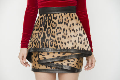 TIERED LEOPARD SKIRT