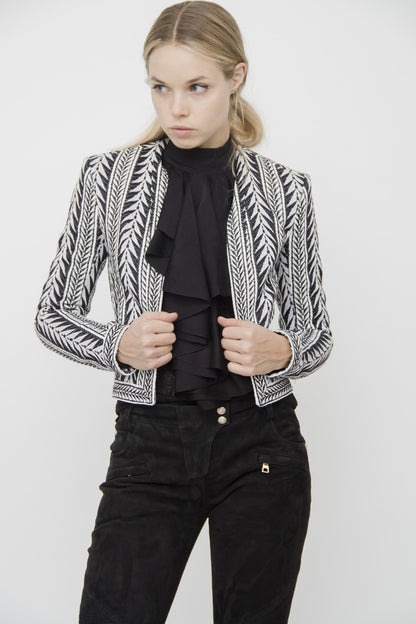 PRINTED KNIT BLAZER