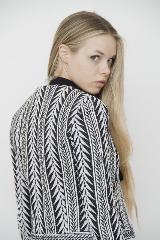 PRINTED KNIT BLAZER
