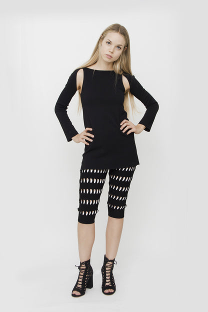 CUTOUT SPANDEX SHORTS