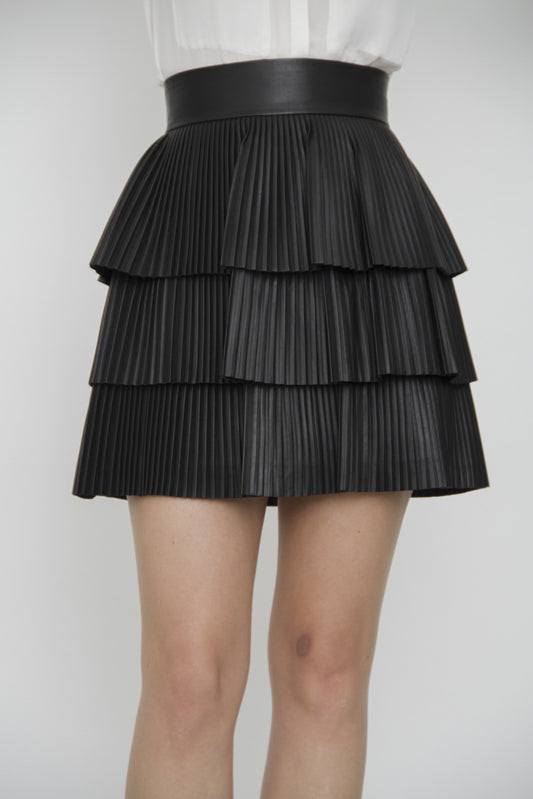 TIERED LEATHER SKIRT