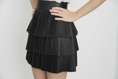 TIERED LEATHER SKIRT