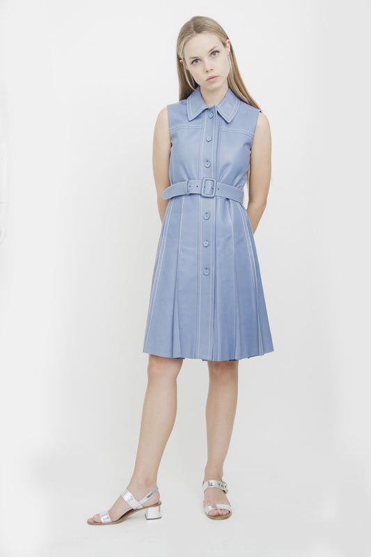 BELTED LEATHER SHIRTDRESS