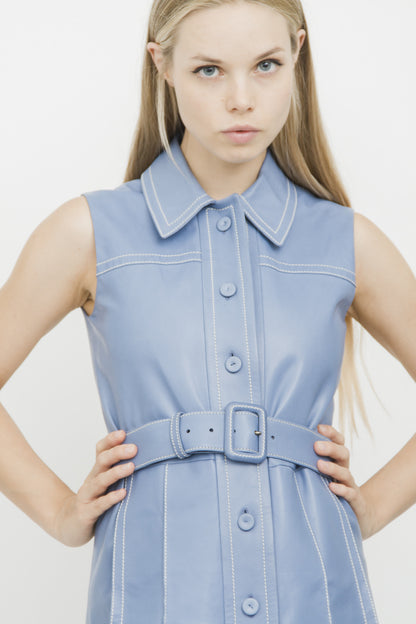 BELTED LEATHER SHIRTDRESS