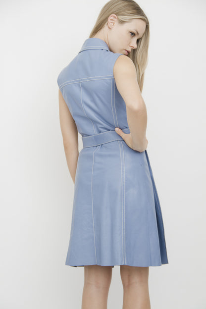BELTED LEATHER SHIRTDRESS