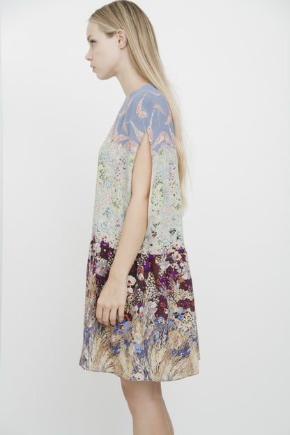 LANDSCAPE DROPWAIST SILK DRESS