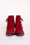 RED BUCKLE ANKE BOOTIES