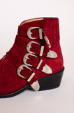 RED BUCKLE ANKE BOOTIES