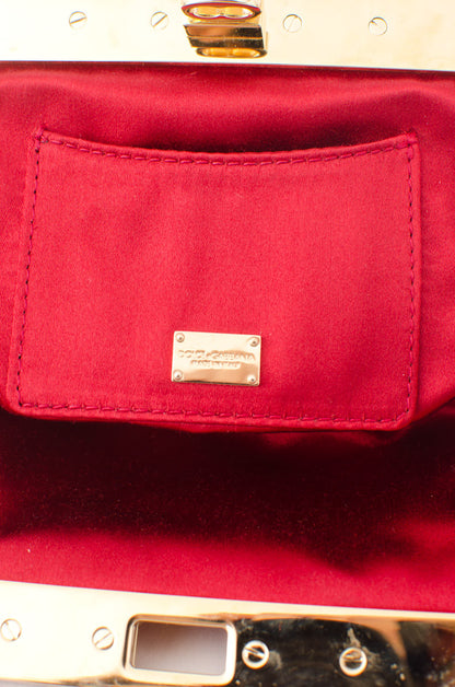 RICAMO POCHETTE RED LACE CLUTCH