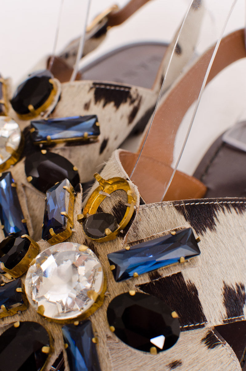 PONYHAIR GEMSTONE SANDALS