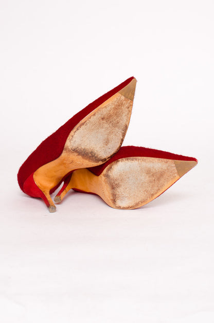 RED PONYHAIR PUMPS