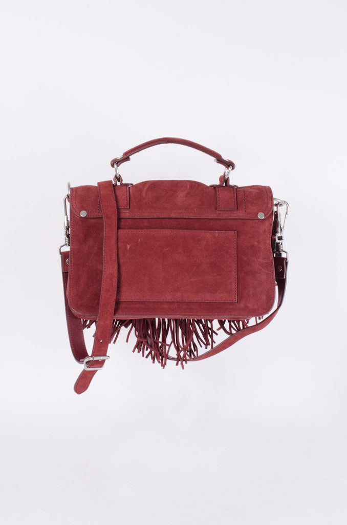 PS1 RED SUEDE FRINGE PURSE