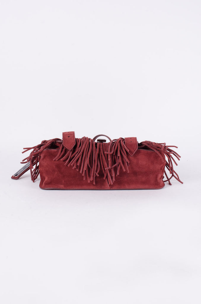 PS1 RED SUEDE FRINGE PURSE