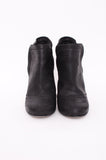 WAXED BLACK ANKLE BOOTIES